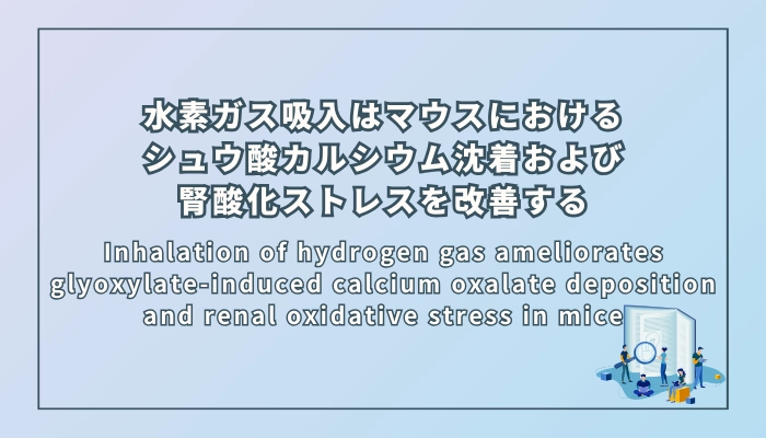水素吸入はマウスのシュウ酸カルシウム沈着と腎酸化ストレスを改善