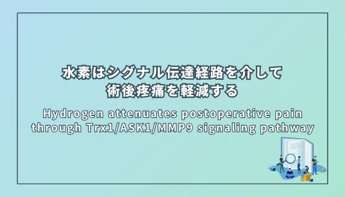 Hydrogen attenuates postoperative pain through Trx1/ASK1/MMP9 signaling pathway（水素はTrx1/ASK1/MMP9シグナル伝達経路を介して術後疼痛を軽減する）
